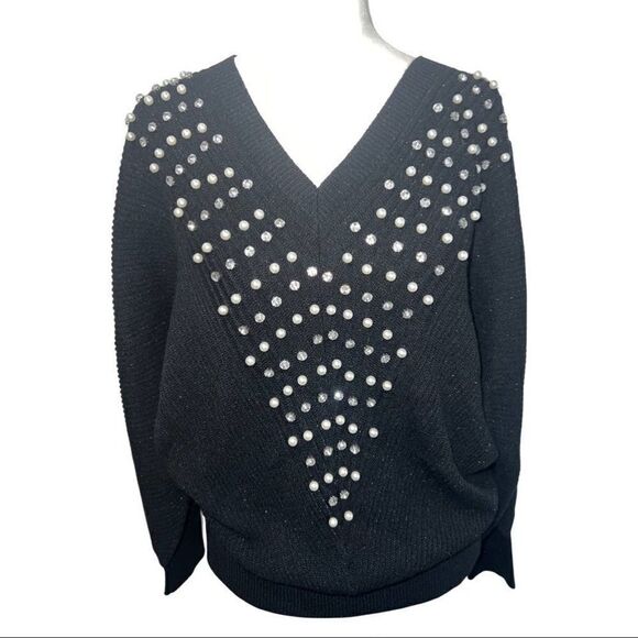 New york and company bedazzled front sweater size M - Picture 1 of 10